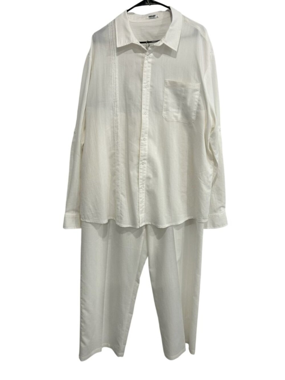 Cofandy 3XL White Button Front Long Sleeve Shirt Pants Lounge Set Boho Soft Life